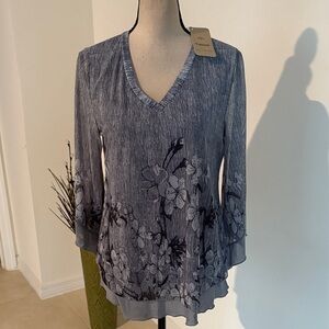 NWT Timeson medium blue floral shirt 1747